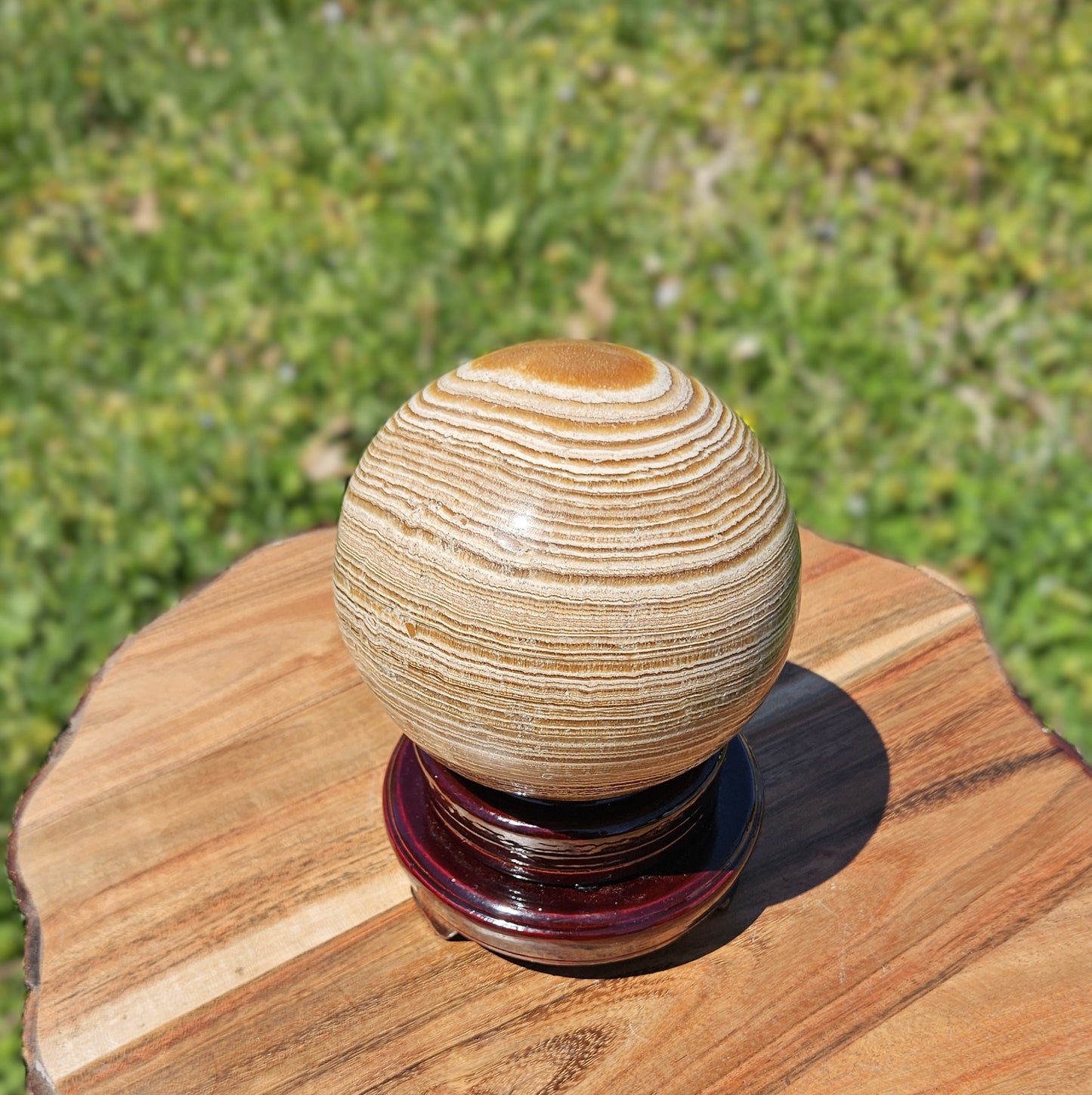 Copy of Banded Aragonite Sphere - Statement Piece over 100mm Free stand included