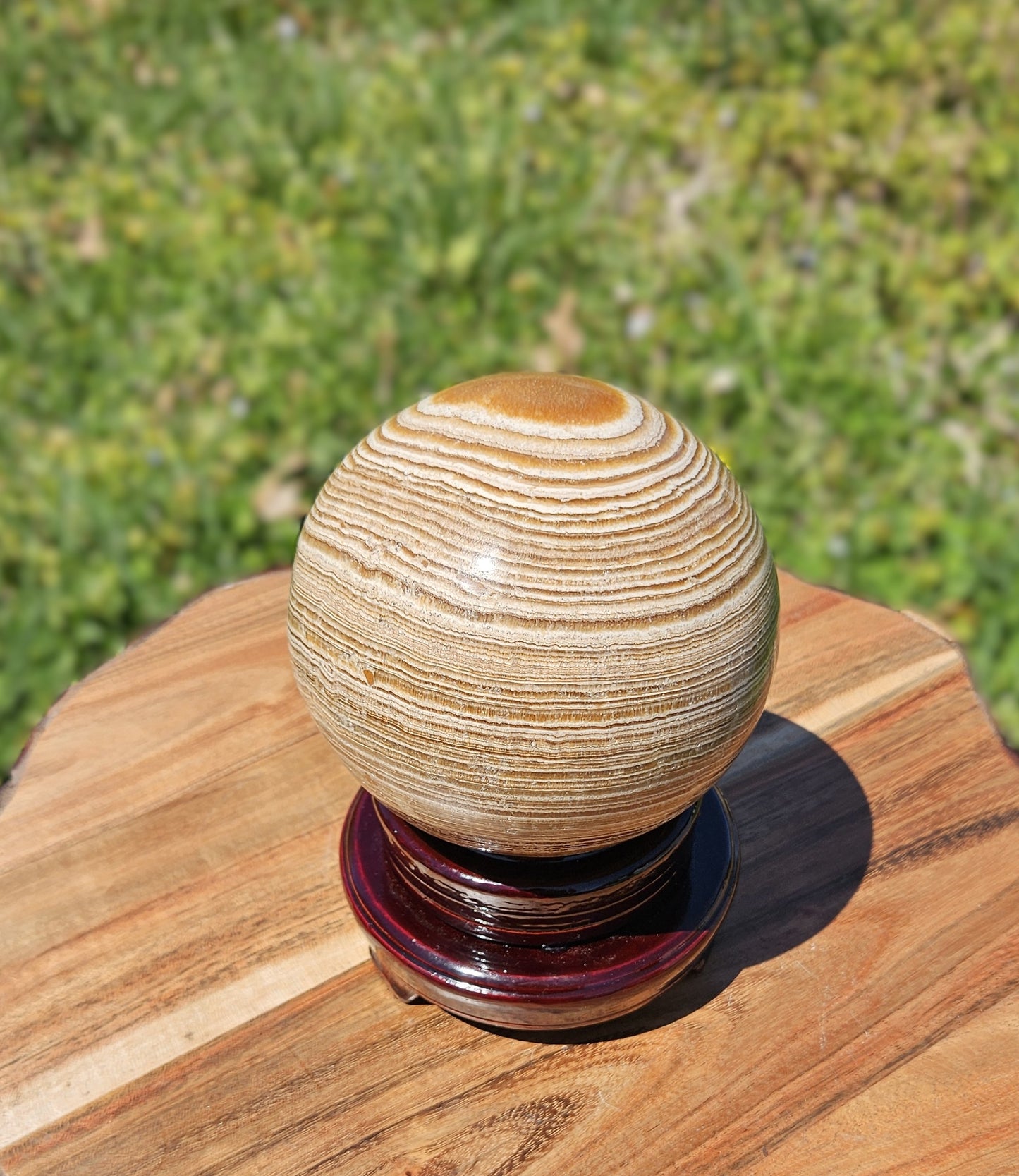 Copy of Banded Aragonite Sphere - Statement Piece over 100mm Free stand included
