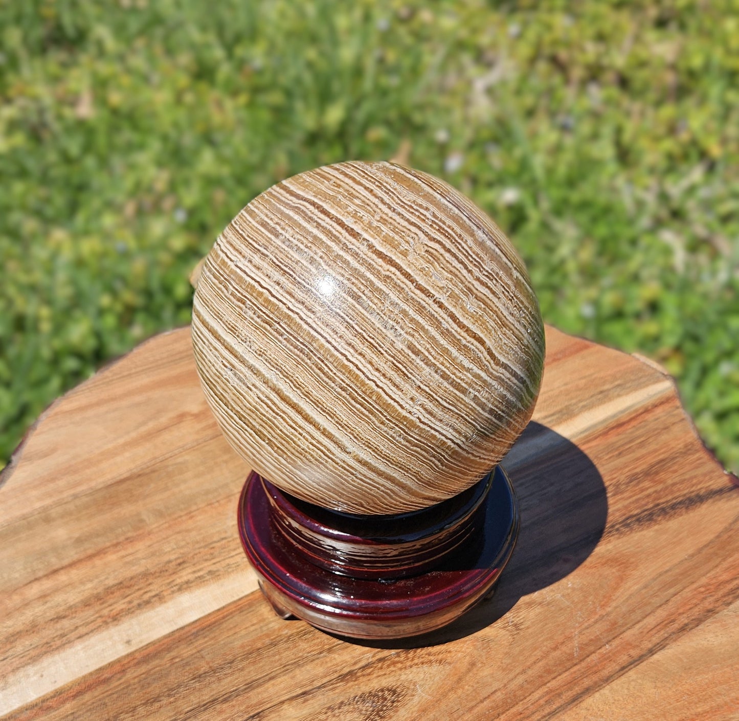Banded Aragonite Sphere - Statement Piece over 100mm Free stand included