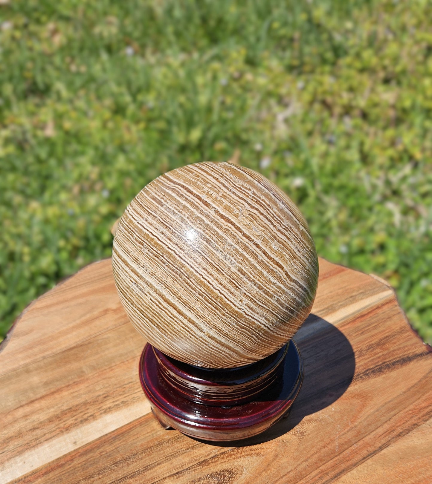 Banded Aragonite Sphere - Statement Piece over 100mm Free stand included