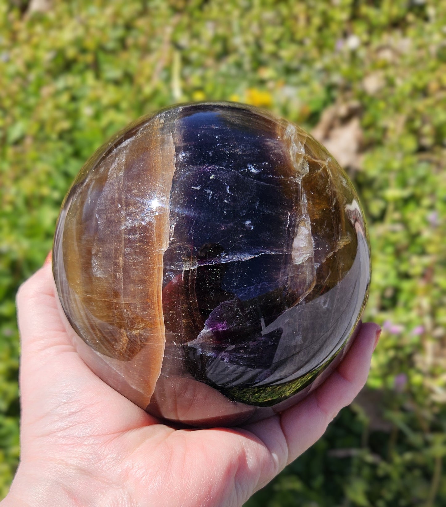 Flourite Sphere Purple & Yellow Over 115mm Statement Piece with free stand