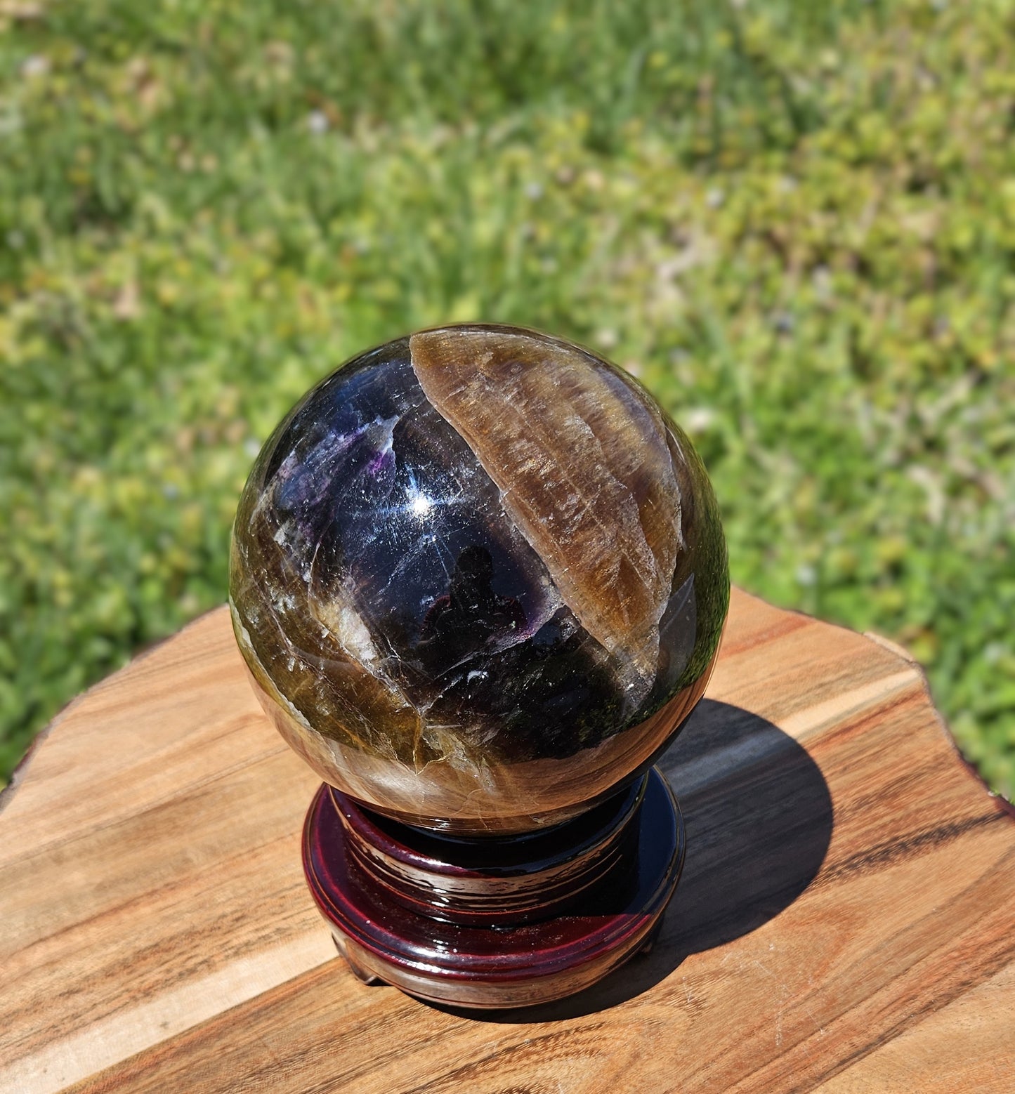 Flourite Sphere Purple & Yellow Over 115mm Statement Piece with free stand