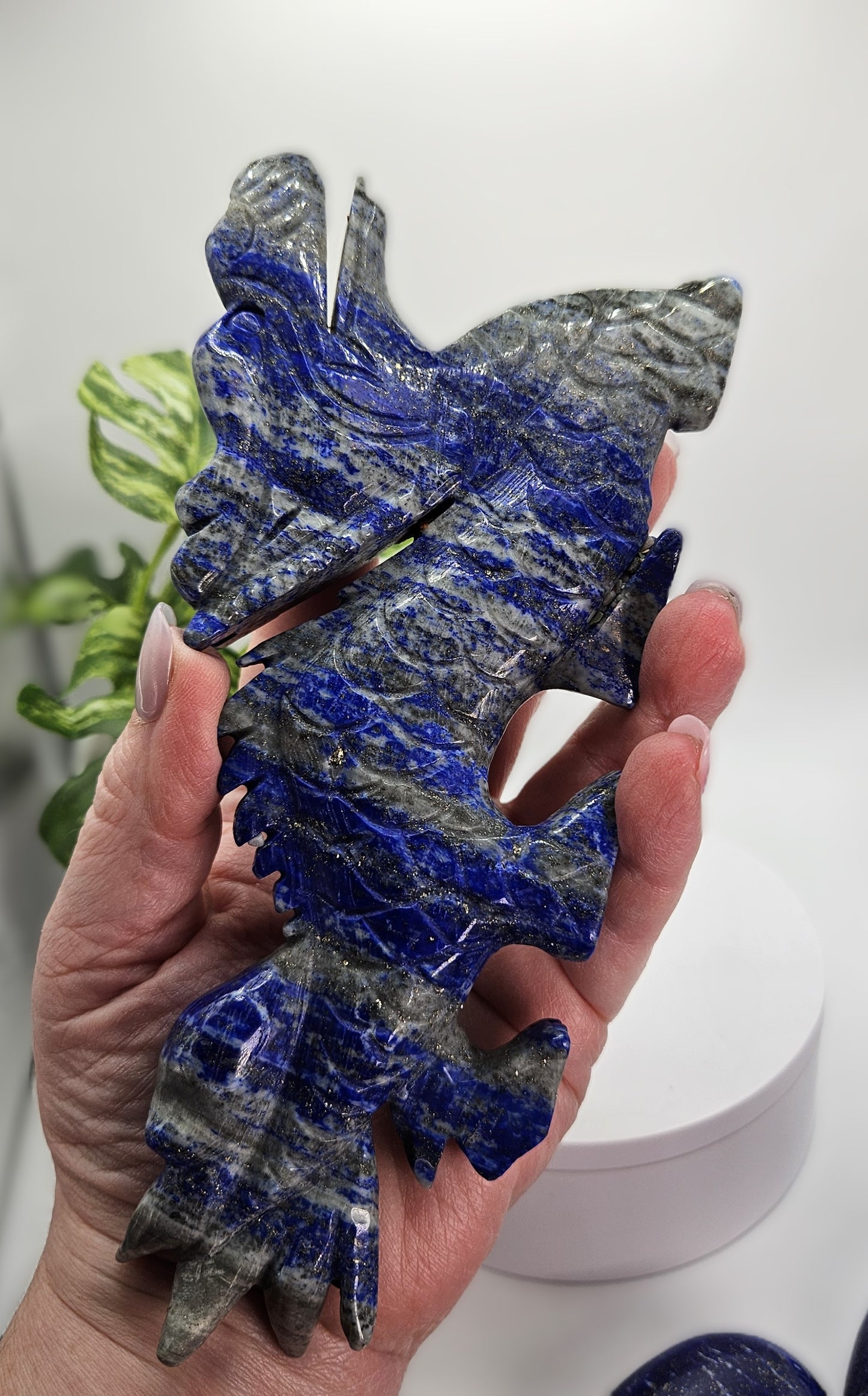 Lapis Lazuli Dragon Carving - 7 inches long, 3.5 inches tall