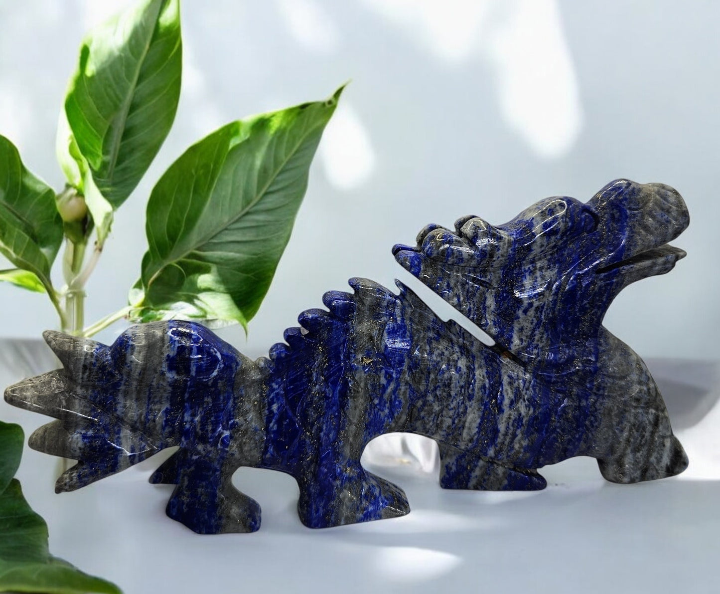 Lapis Lazuli Dragon Carving - 7 inches long, 3.5 inches tall